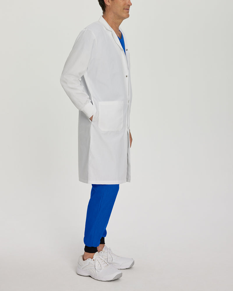 White - White Cross Core Unisex Snap Front Rib Cuff Medical Lab Coat for Healthcare Professionals