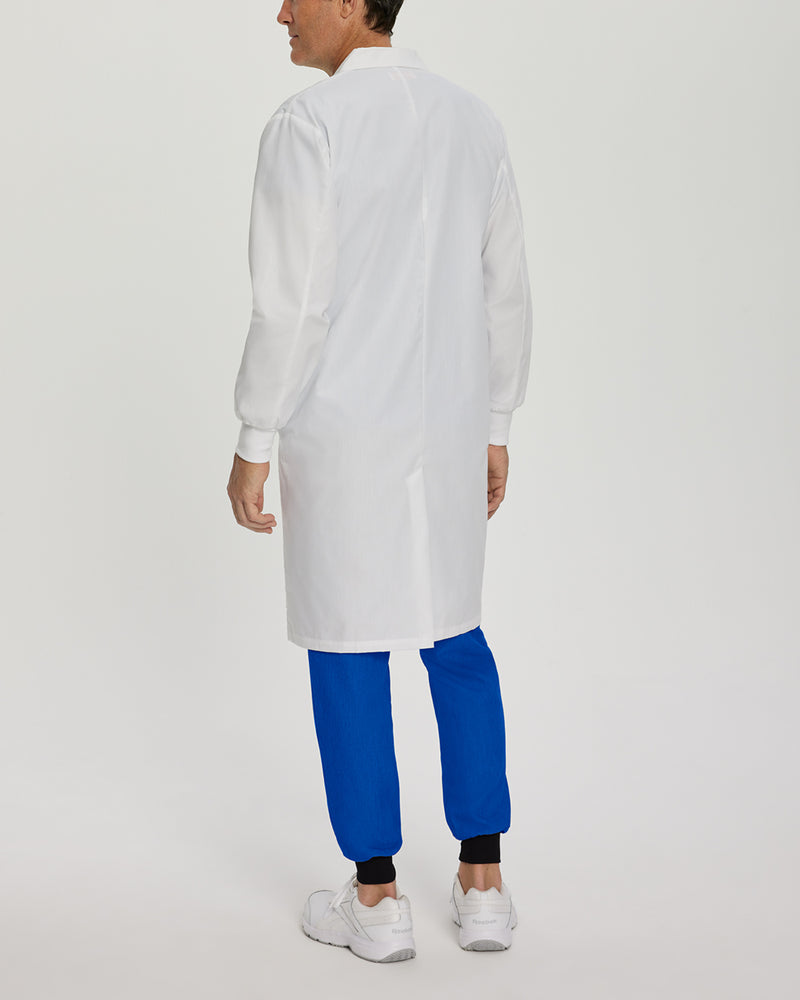 White - White Cross Core Unisex Snap Front Rib Cuff Medical Lab Coat for Healthcare Professionals