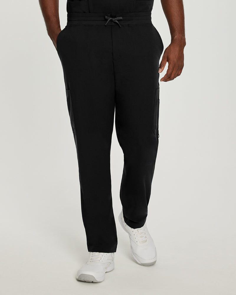 Black - White Cross V-Tess Men's 7 Pocket Cargo Scrub Pants for Nursing
