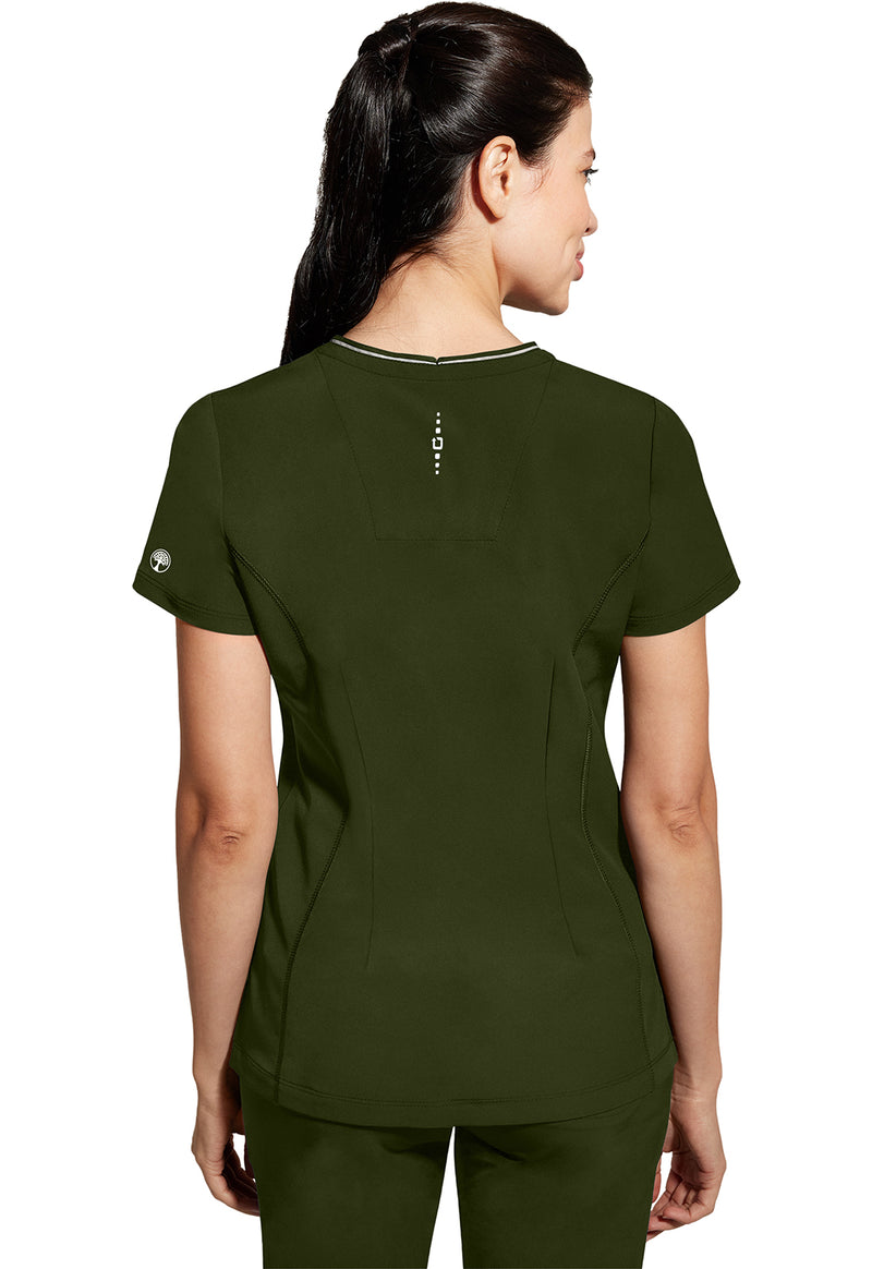 Dark Pine - Healing Hands 360 Women Scrub Top - Back View