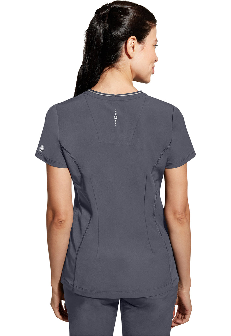 Pewter - Healing Hands 360 Women Scrub Top - Back View