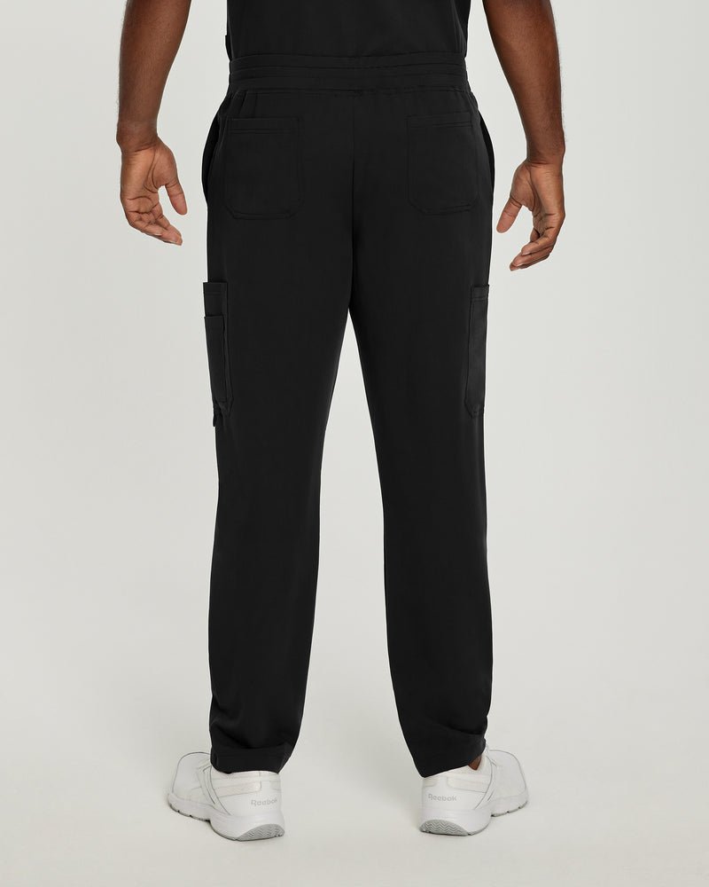 Black - White Cross V-Tess Men's 7 Pocket Cargo Scrub Pants for Nursing