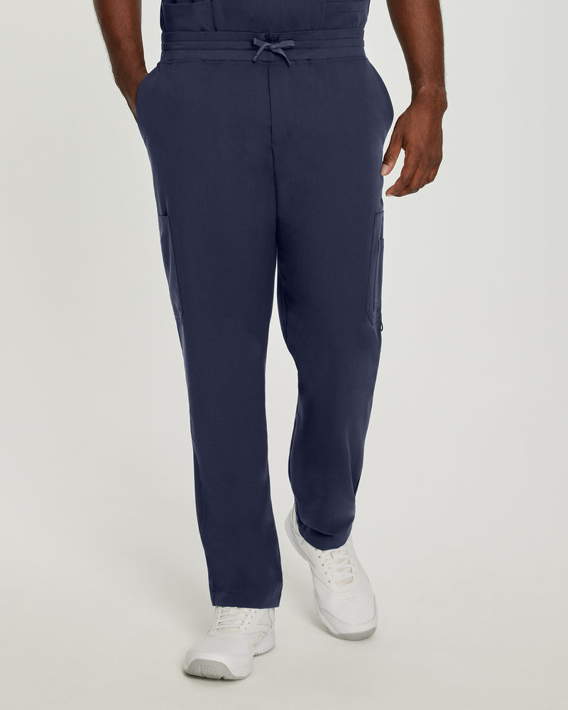Navy - White Cross V-Tess Men's 7 Pocket Cargo Scrub Pants for Nursing
