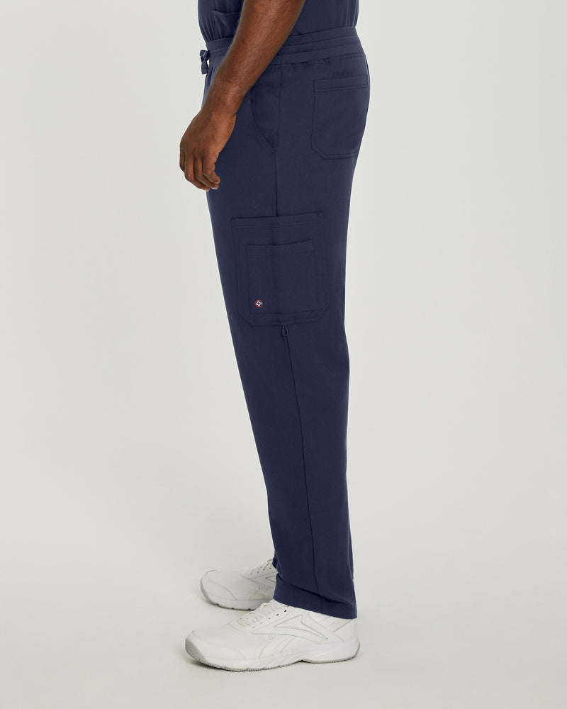 Navy - White Cross V-Tess Men's 7 Pocket Cargo Scrub Pants for Nursing
