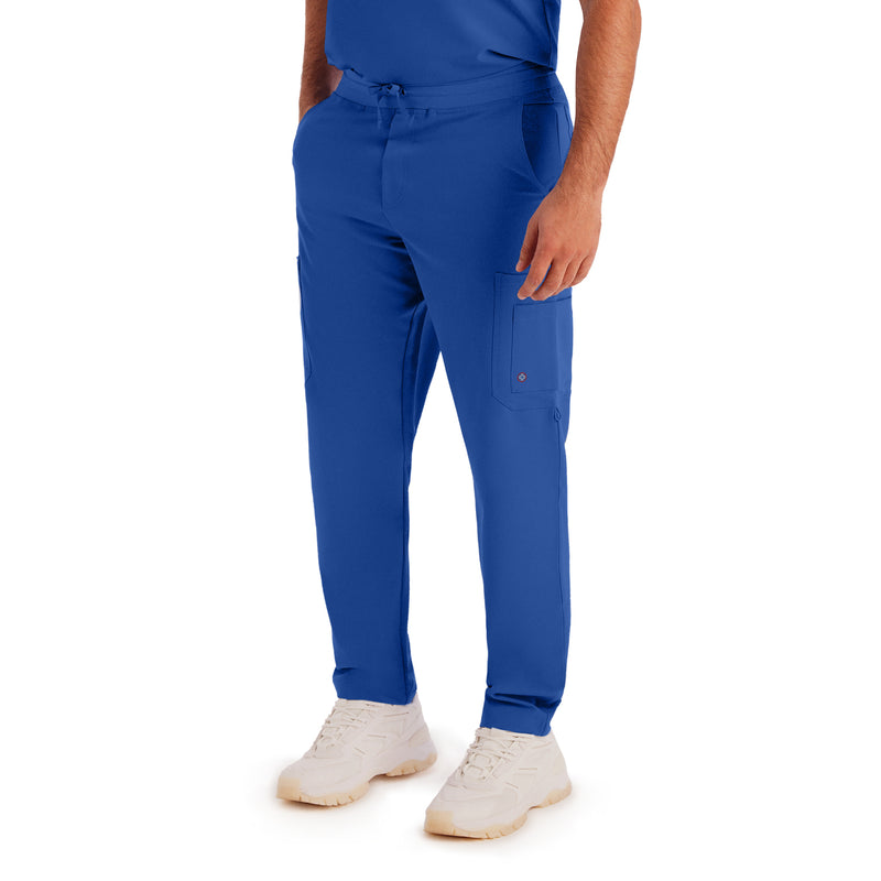 Royal Blue - White Cross V-Tess Men's 7 Pocket Cargo Scrub Pants for Nursing
