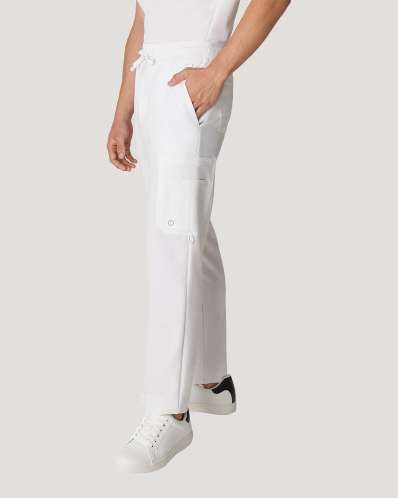 White - White Cross V-Tess Men's 7 Pocket Cargo Scrub Pants for Nursing