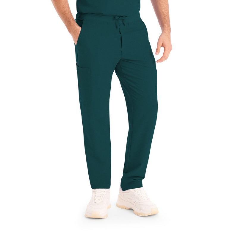 Caribbean Blue - White Cross V-Tess Men's 7 Pocket Cargo Scrub Pants for Nursing