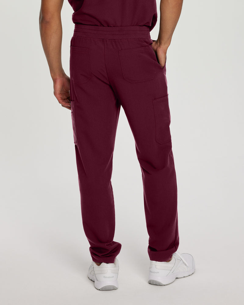 Wine - White Cross V-Tess Men's 7 Pocket Cargo Scrub Pants for Nursing