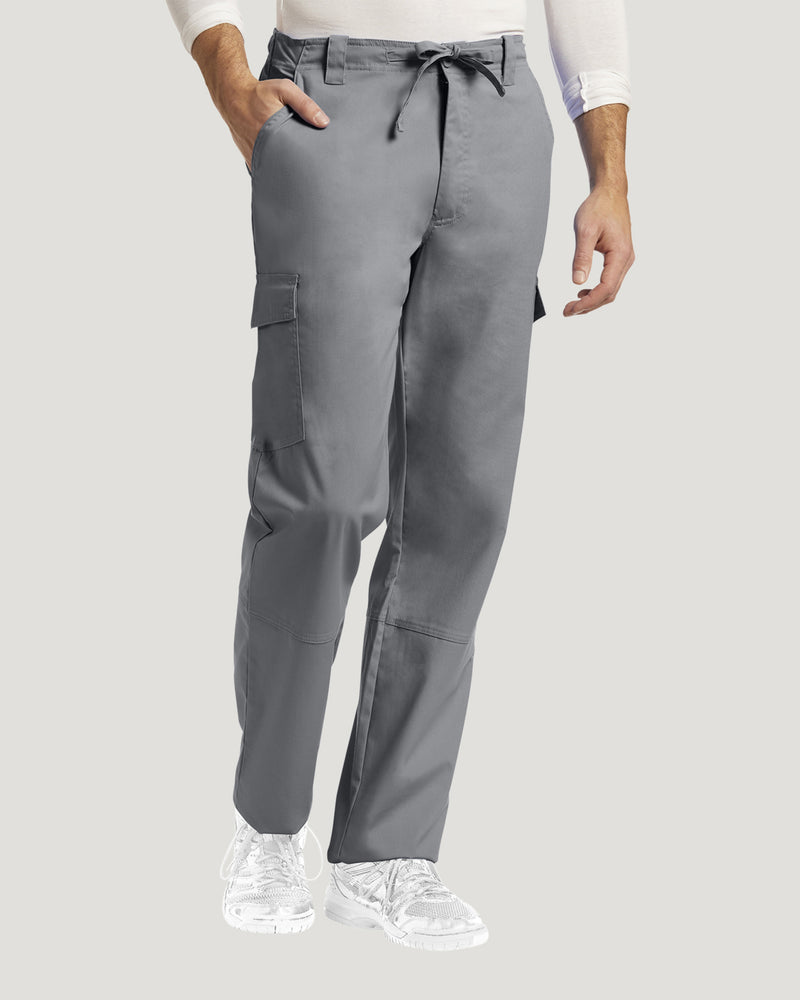 Grey - White Cross Duo Men's Cargo Scrub Pants for Nursing