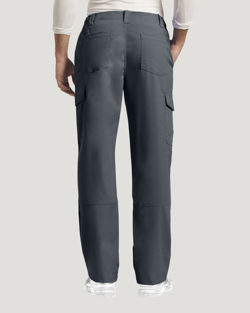 Pewter - White Cross Duo Men's Cargo Scrub Pants for Nursing