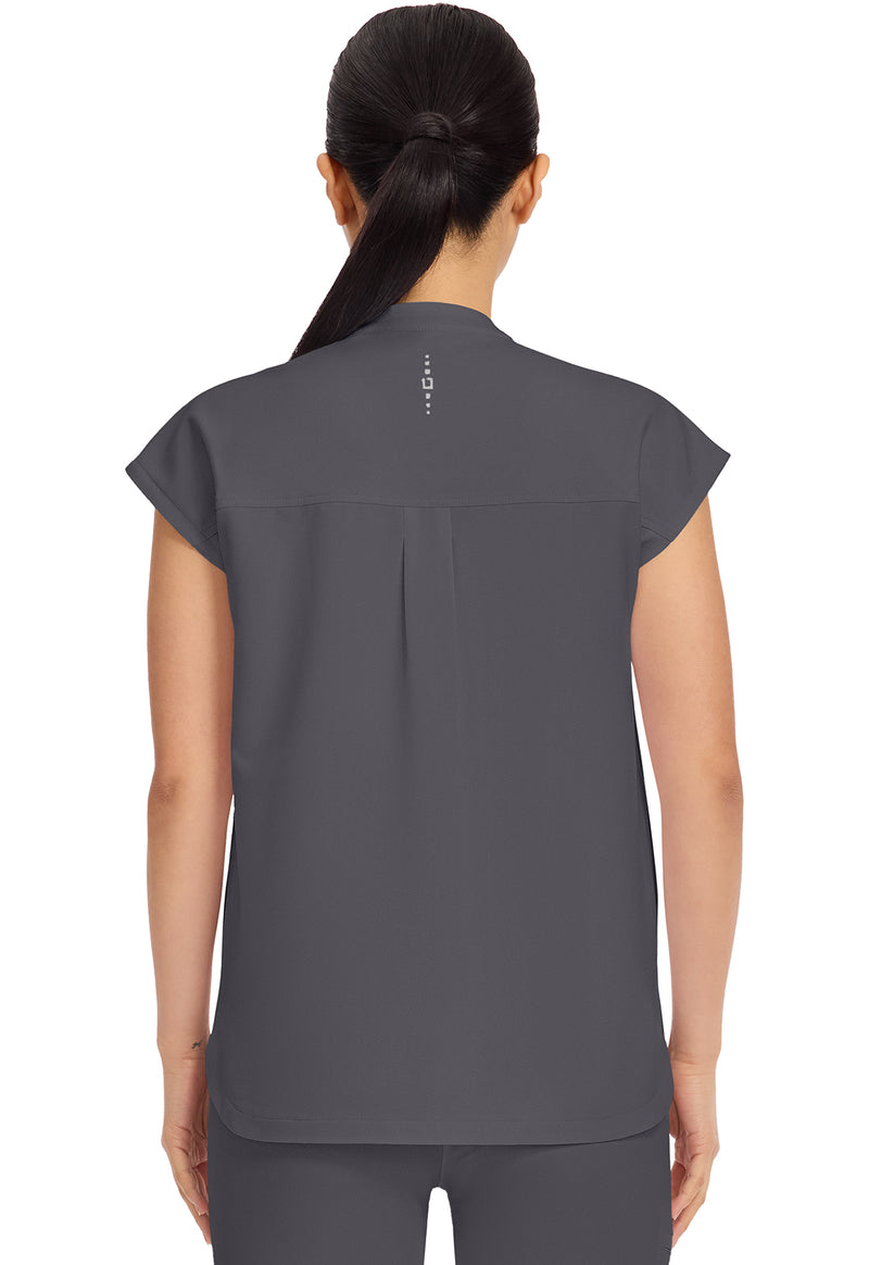 Pewter - Healing Hands 360 Women Scrub Top - Back View