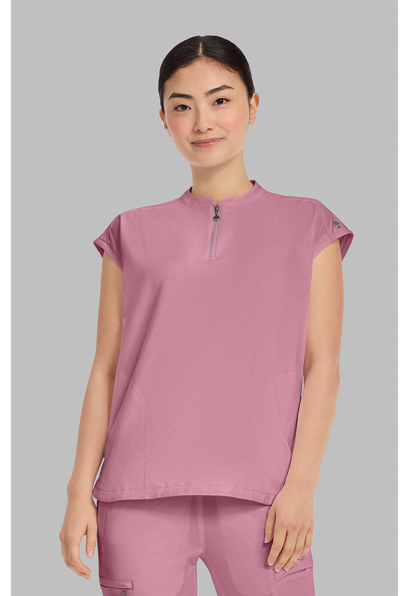 Precious Pink - Healing Hands 360 Women Scrub Top - Front View