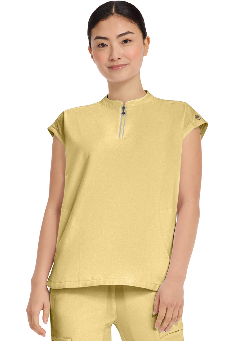 Sunray Yellow - Healing Hands 360 Women Scrub Top - Front View