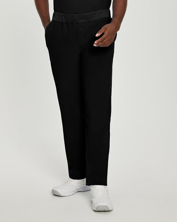 White Cross Fit Men's 6 Pocket Yoga Waist Cargo Scrub Pants for Nursing