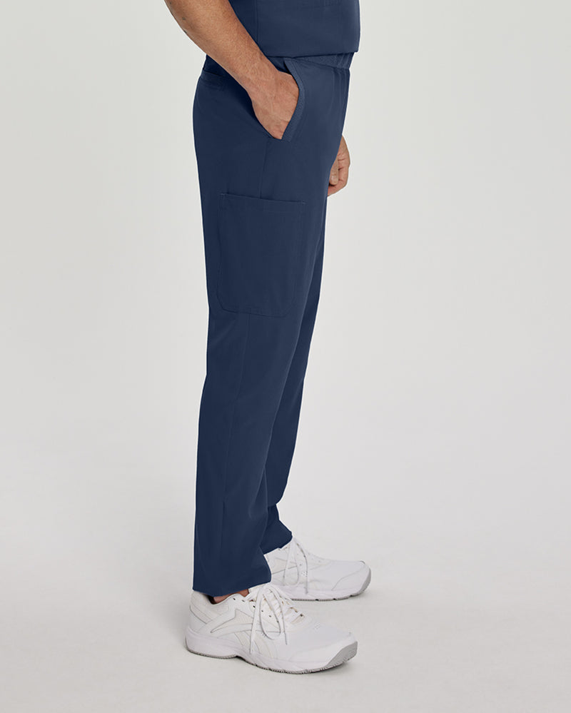 Navy - White Cross Fit Men's 6 Pocket Yoga Waist Cargo Scrub Pants for Nursing