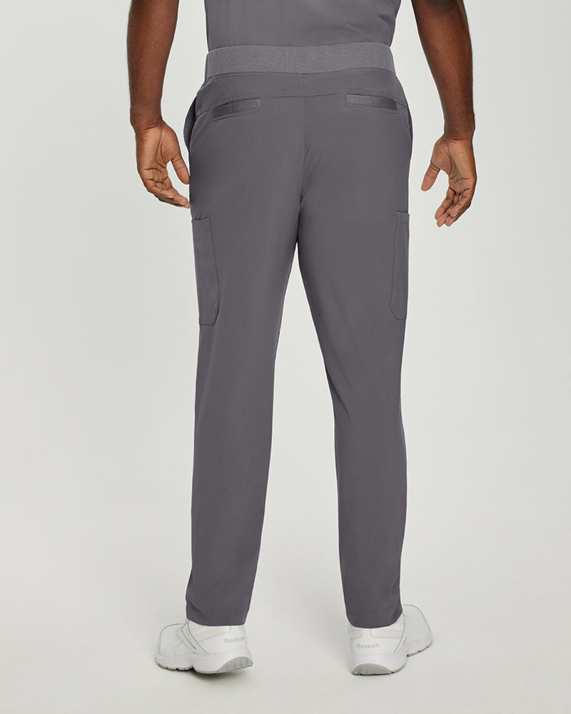 Pewter - White Cross Fit Men's 6 Pocket Yoga Waist Cargo Scrub Pants for Nursing