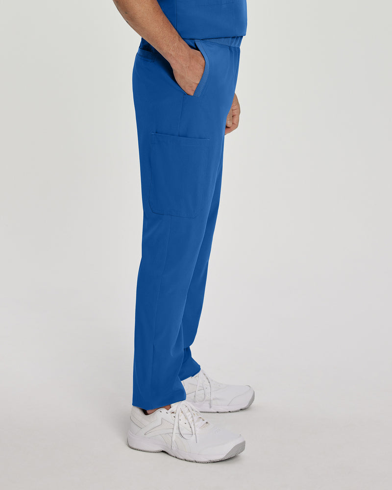 Royal Blue - White Cross Fit Men's 6 Pocket Yoga Waist Cargo Scrub Pants for Nursing
