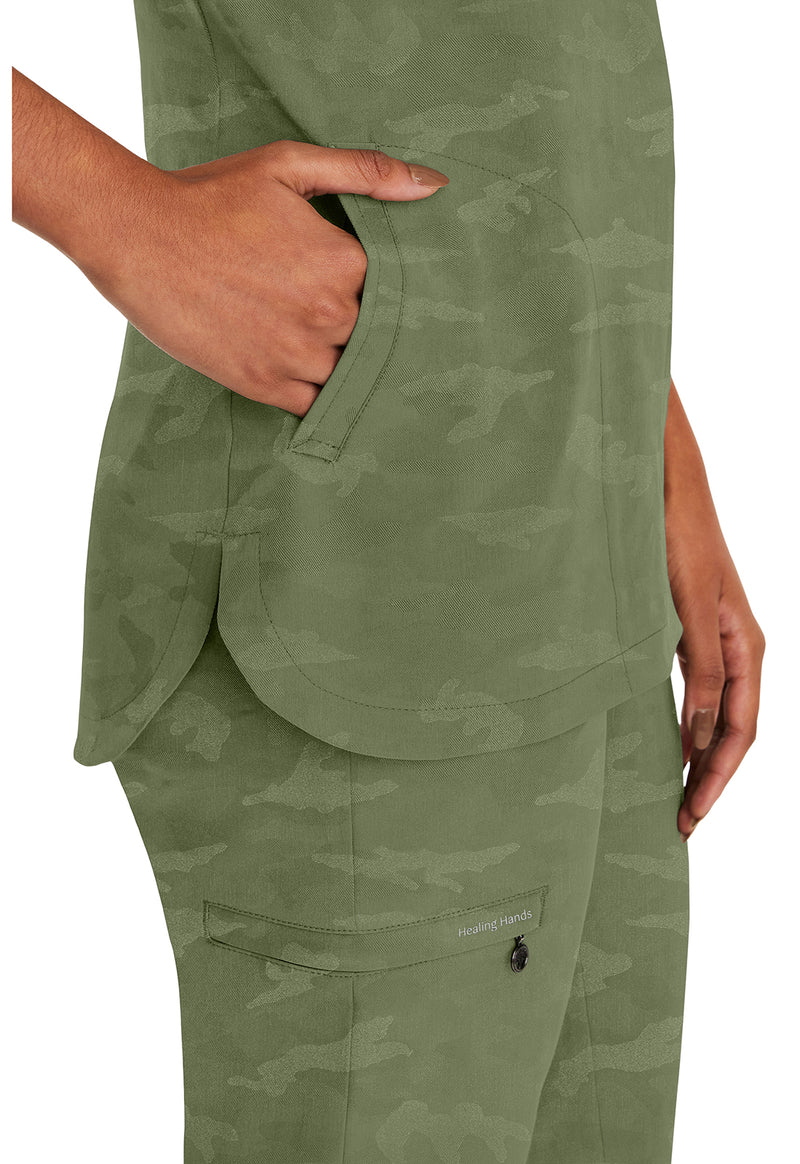 Olive - Women's Joy Camo Scrub Top (View 2)
