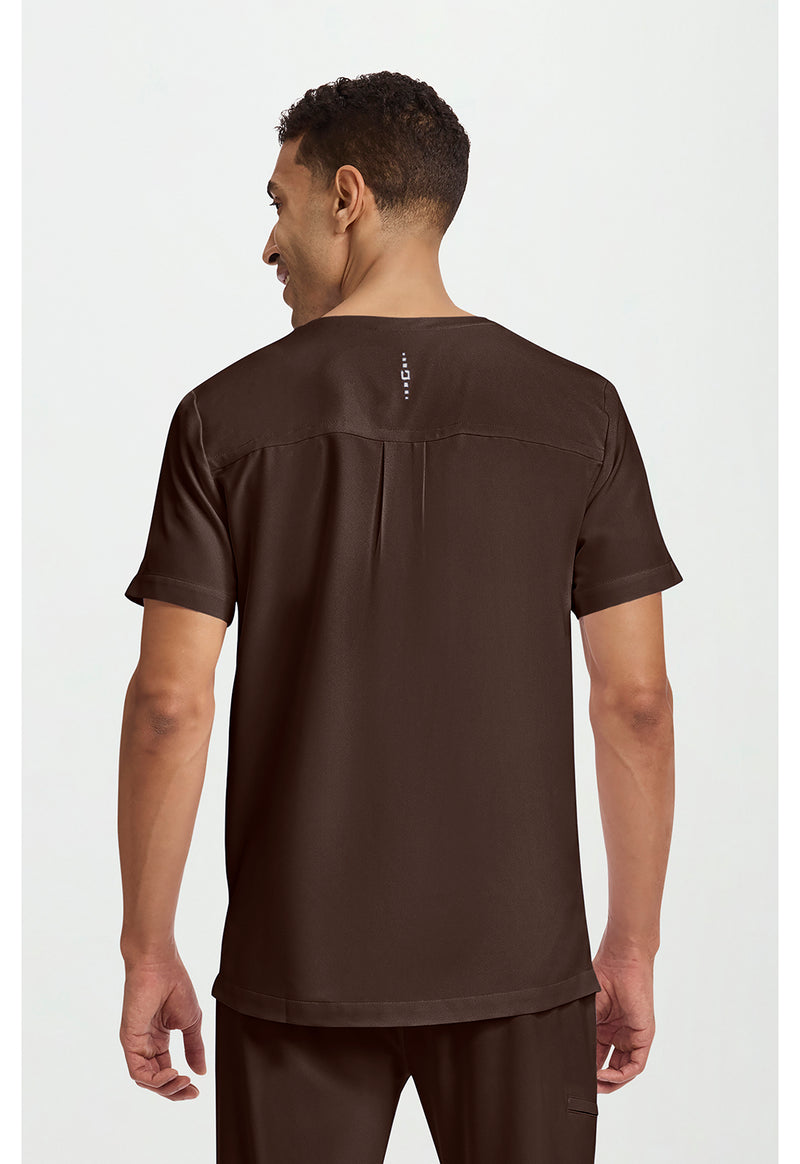 Dark Chocolate - Healing Hands 360 Men Scrub Top - Back View