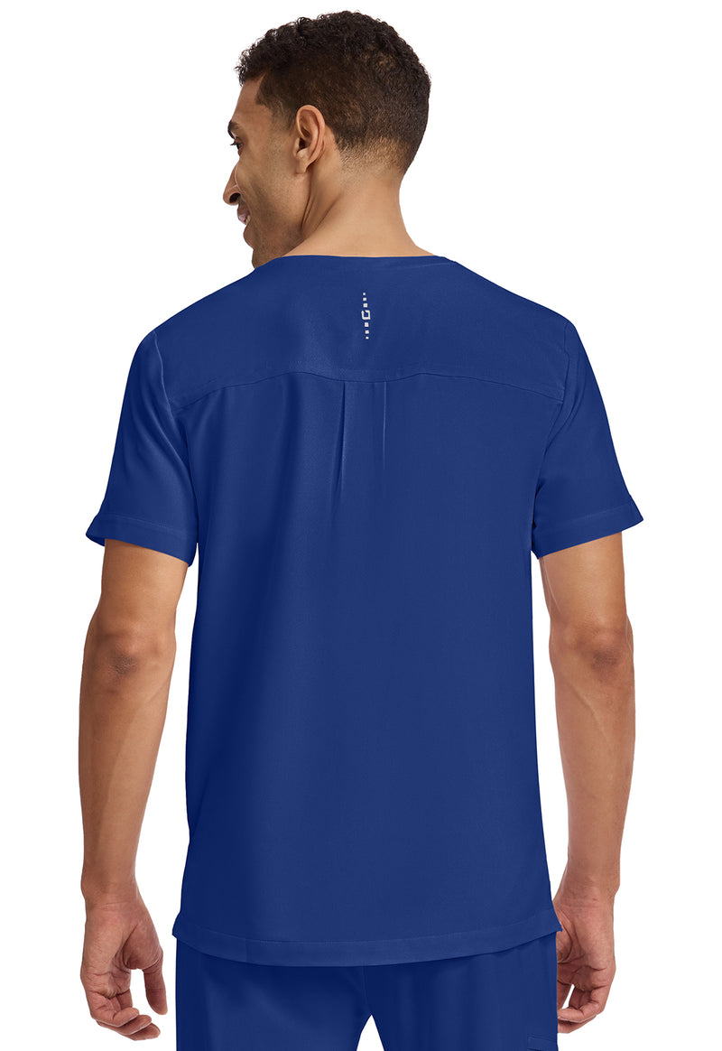 Galaxy Blue - Healing Hands 360 Men Scrub Top - Back View
