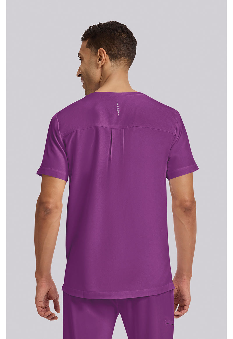 Plum Violet - Healing Hands 360 Men Scrub Top - Back View