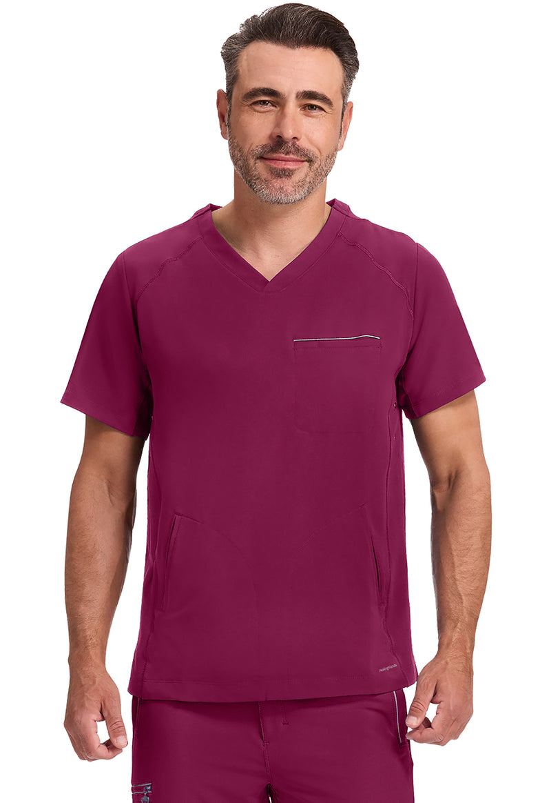 Wine - Healing Hands 360 Men Scrub Top - Front View