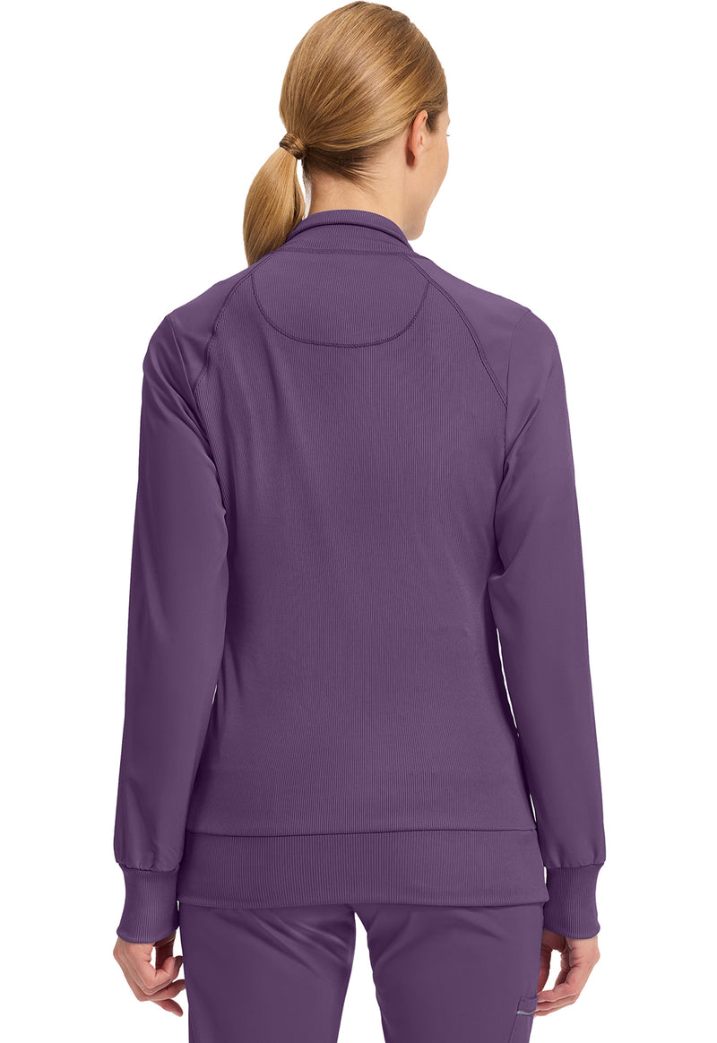 Eggplant - Cherokee IN Infinity Women Scrub Jacket - Back View