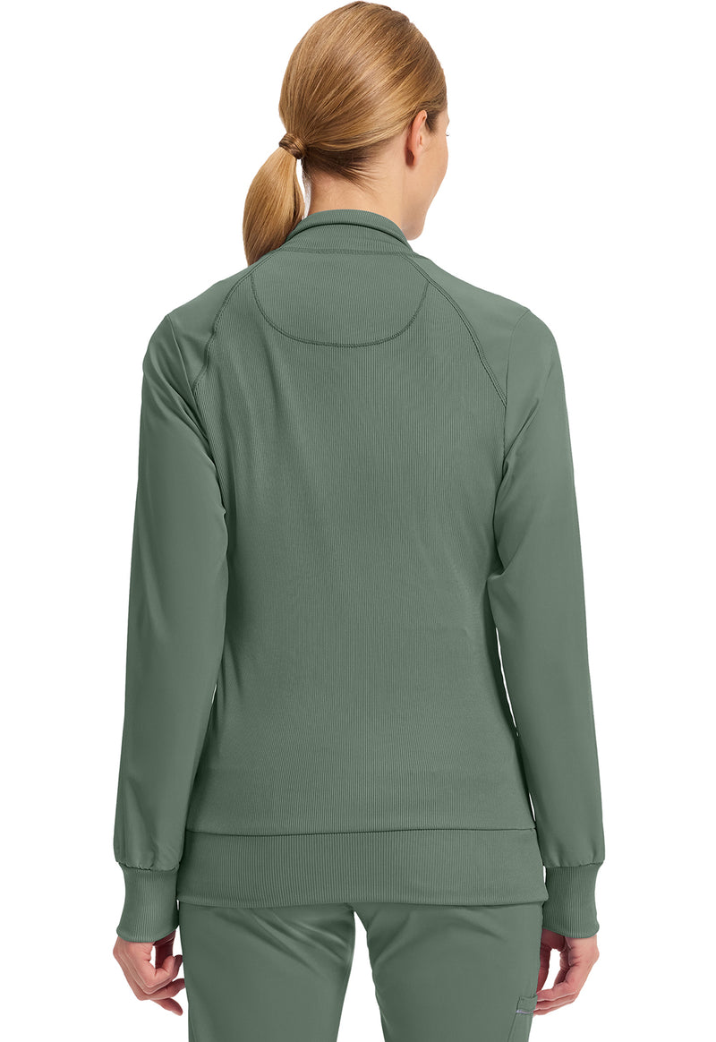 Olive - Cherokee IN Infinity Women Scrub Jacket - Back View