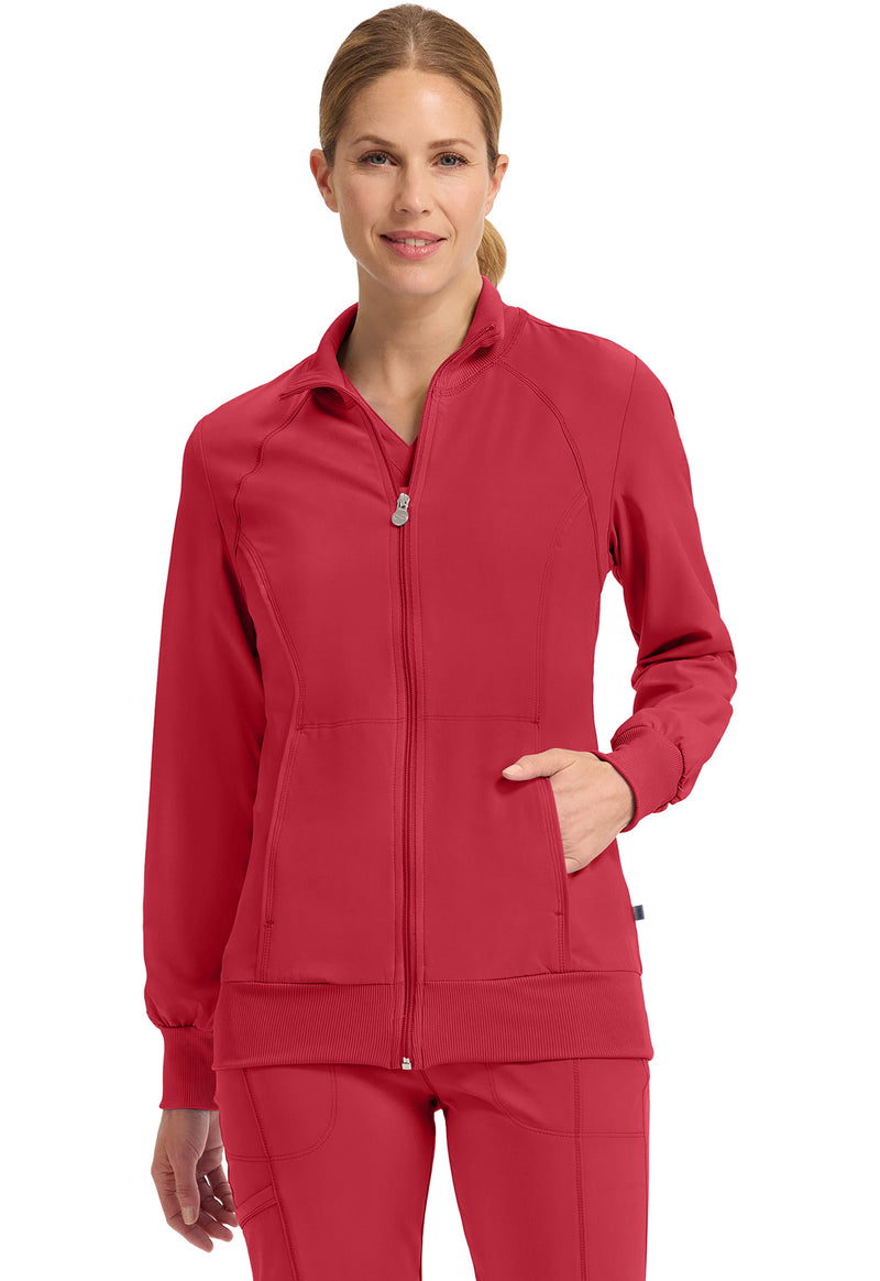 Red - Cherokee IN Infinity Women Scrub Jacket - Front View