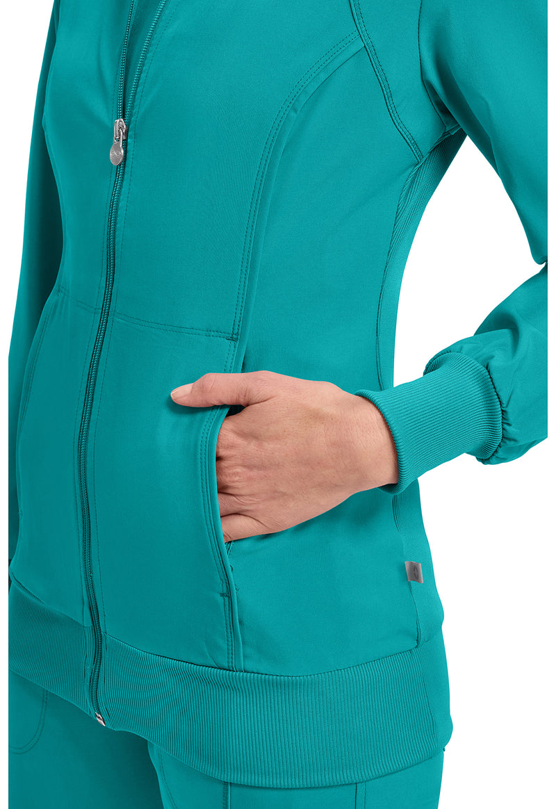 Teal Blue - Women's Zip Front Scrub Jacket (View 3)