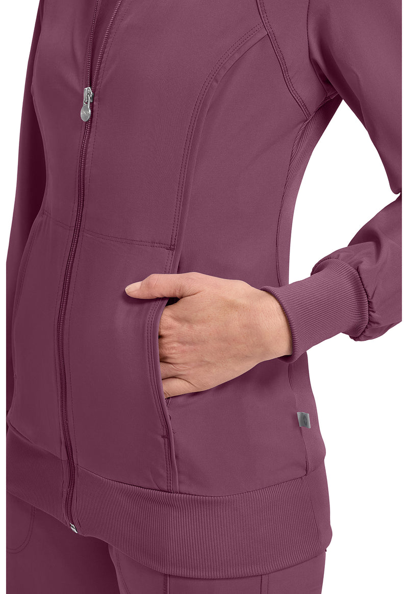 Wine - Women's Zip Front Scrub Jacket (View 3)