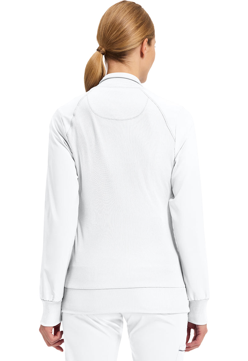 White - Cherokee IN Infinity Women Scrub Jacket - Back View