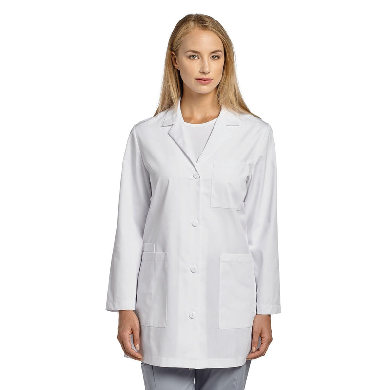 White - Landau Women's Lab Coats - Front View