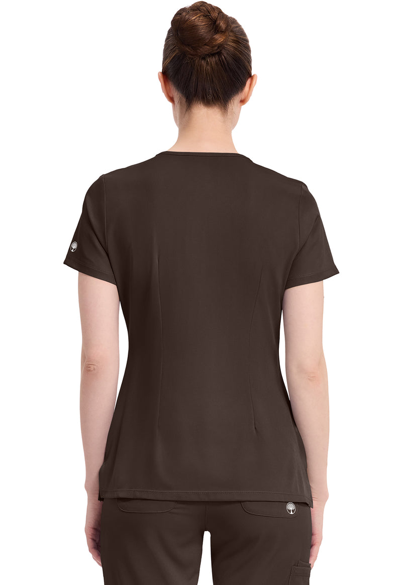 Dark Chocolate - Healing Hands Works Women Scrub Top - Back View