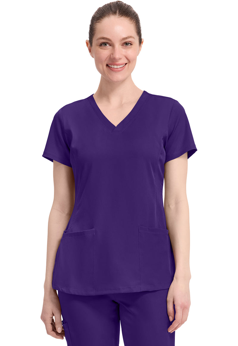 Grape - Healing Hands Works Women Scrub Top - Front View