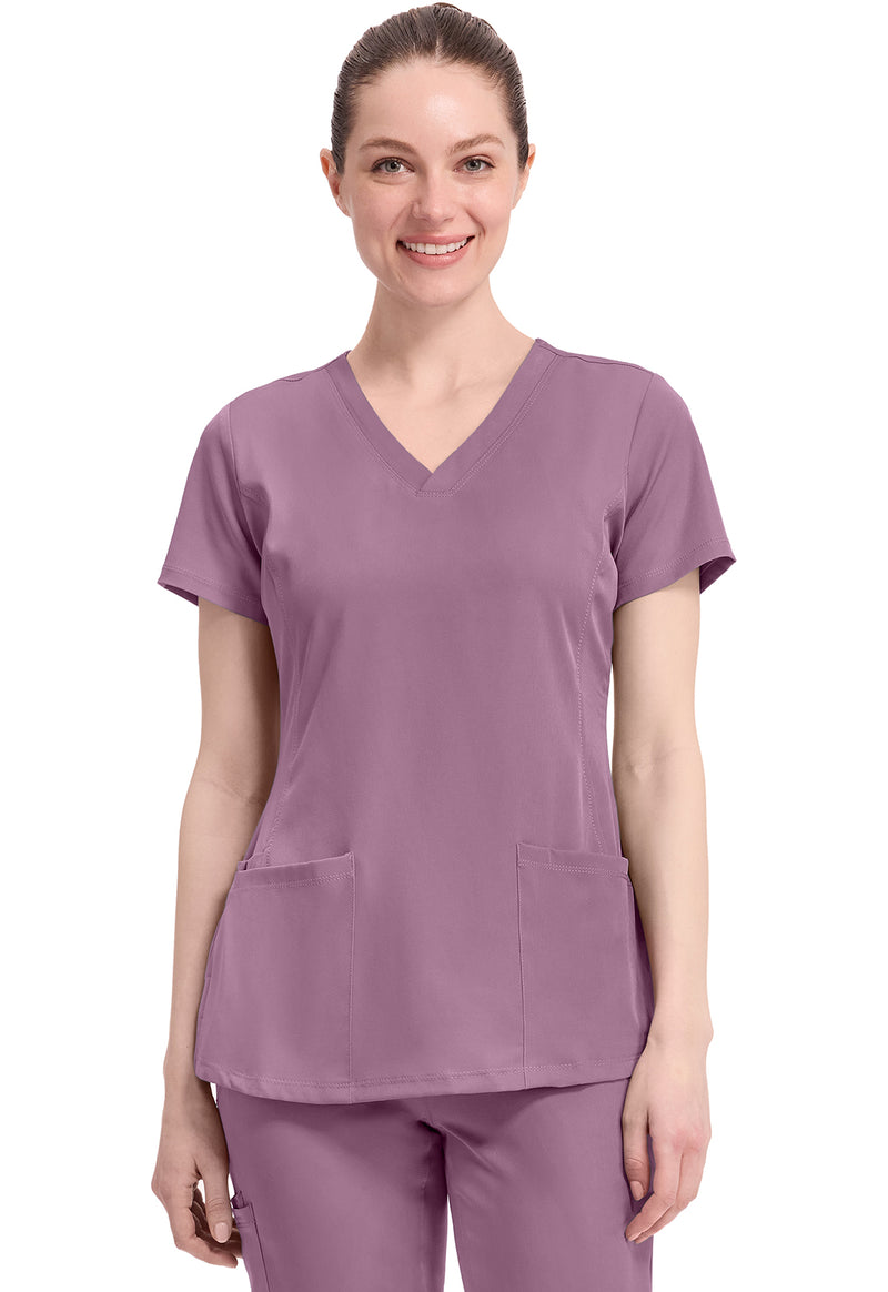 Meta Mauve - Healing Hands Works Women Scrub Top - Front View