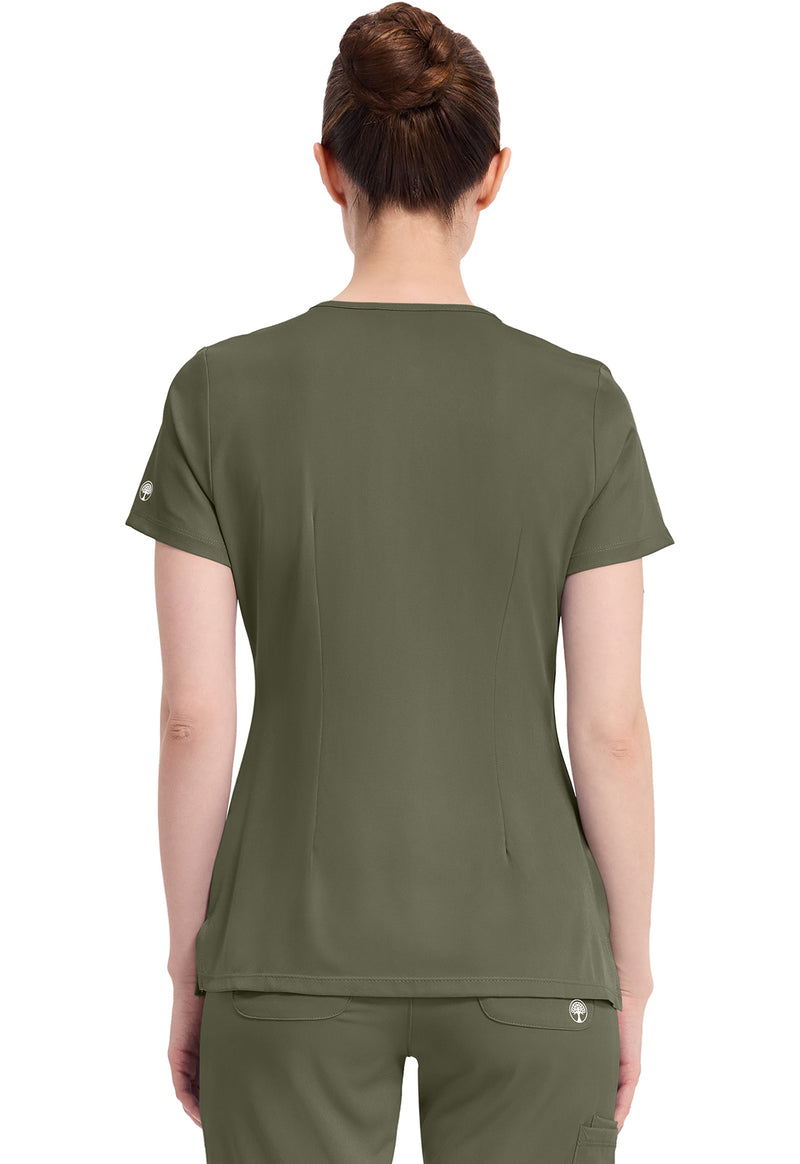 Olive - Healing Hands Works Women Scrub Top - Back View