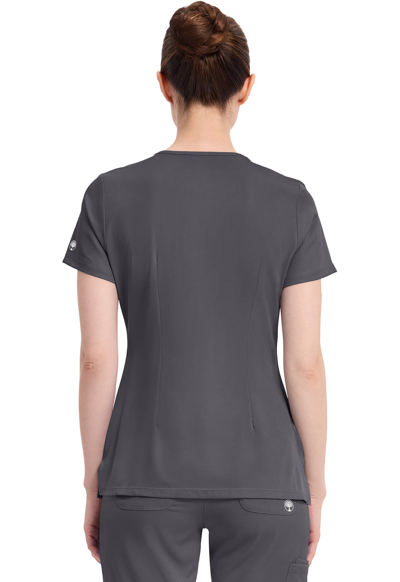 Pewter - Healing Hands Works Women Scrub Top - Back View