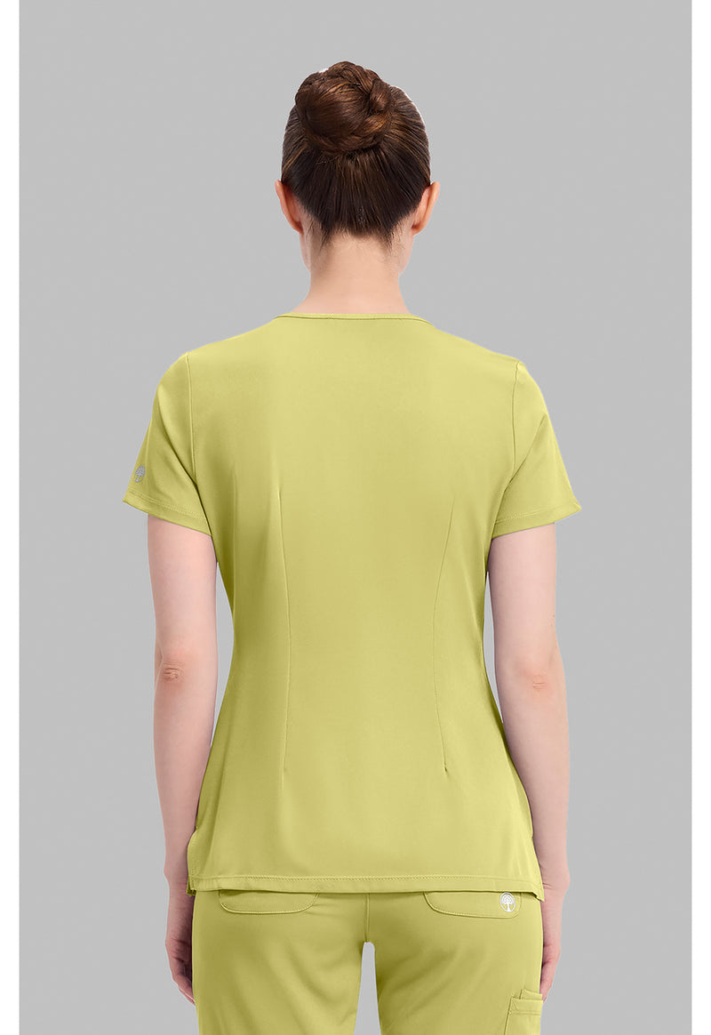 Retro Lime - Healing Hands Works Women Scrub Top - Back View