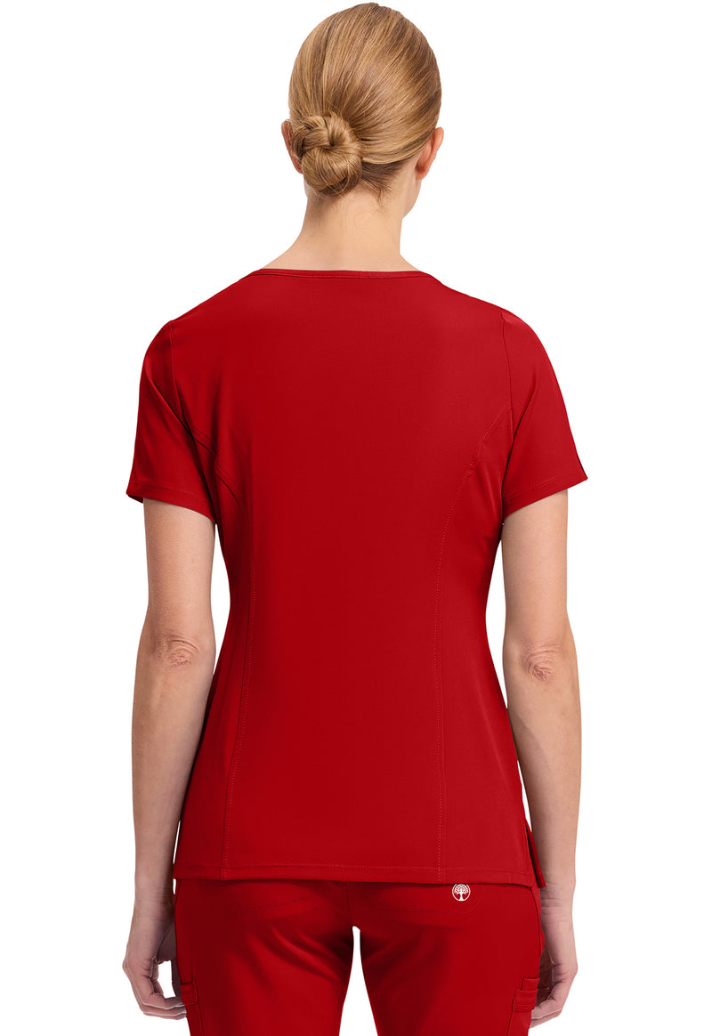 Red - Healing Hands Works Women Scrub Top - Back View