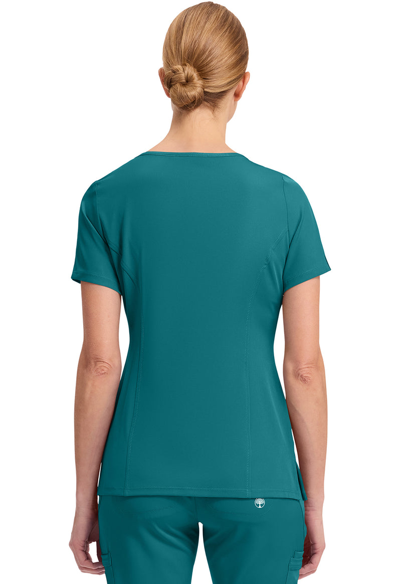 TEAL - Healing Hands Works Women Scrub Top - Back View