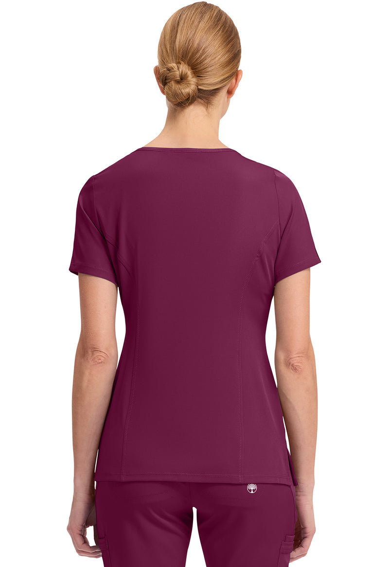 Wine - Healing Hands Works Women Scrub Top - Back View