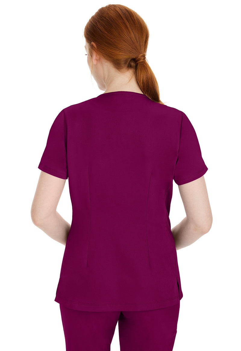 Wine - Healing Hands Works Women Scrub Top - Back View