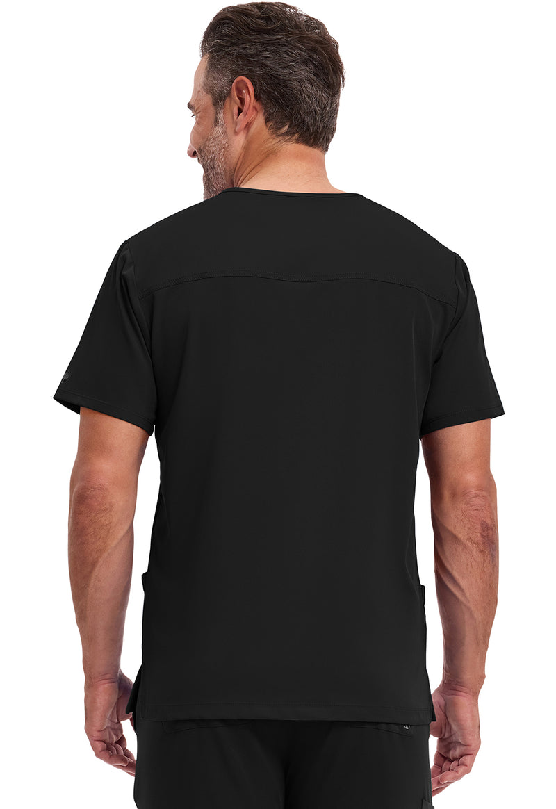 BLACK - Healing Hands Works Men Scrub Top - Back View