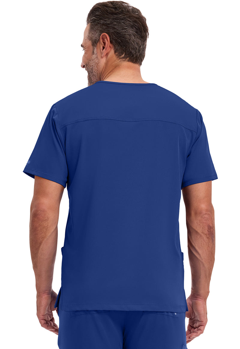Galaxy Blue - Healing Hands Works Men Scrub Top - Back View