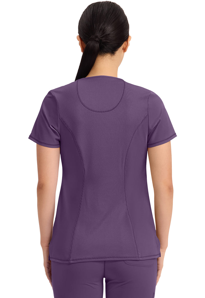 Eggplant - Cherokee IN Infinity Women Scrub Top - Back View