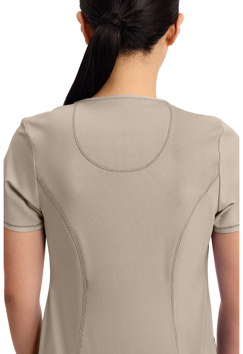 Khaki - Women's Round Neck Scrub Top (View 2)