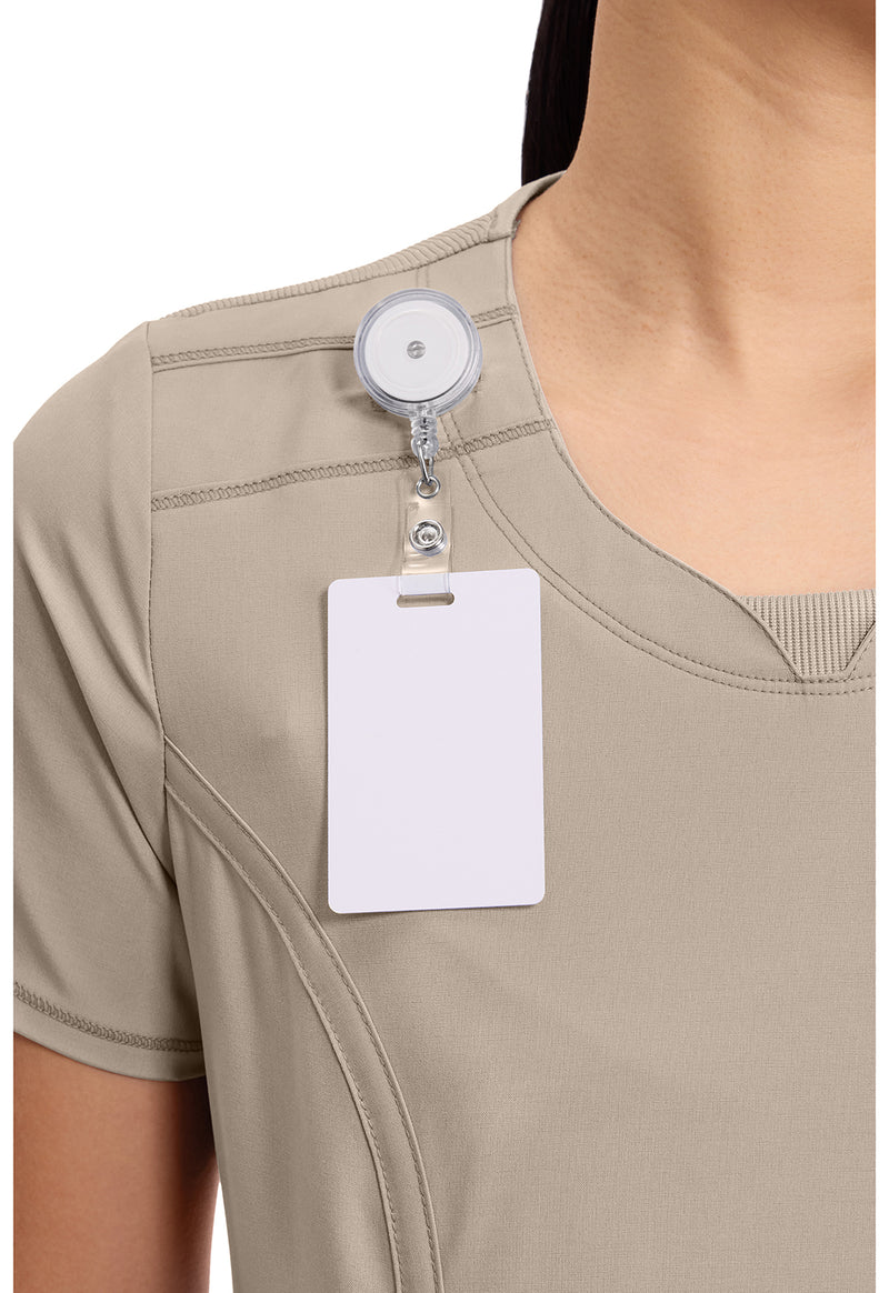 Khaki - Women's Round Neck Scrub Top (View 3)