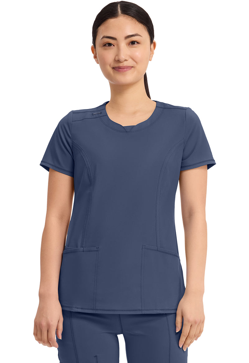 Navy - Cherokee IN Infinity Women Scrub Top - Front View