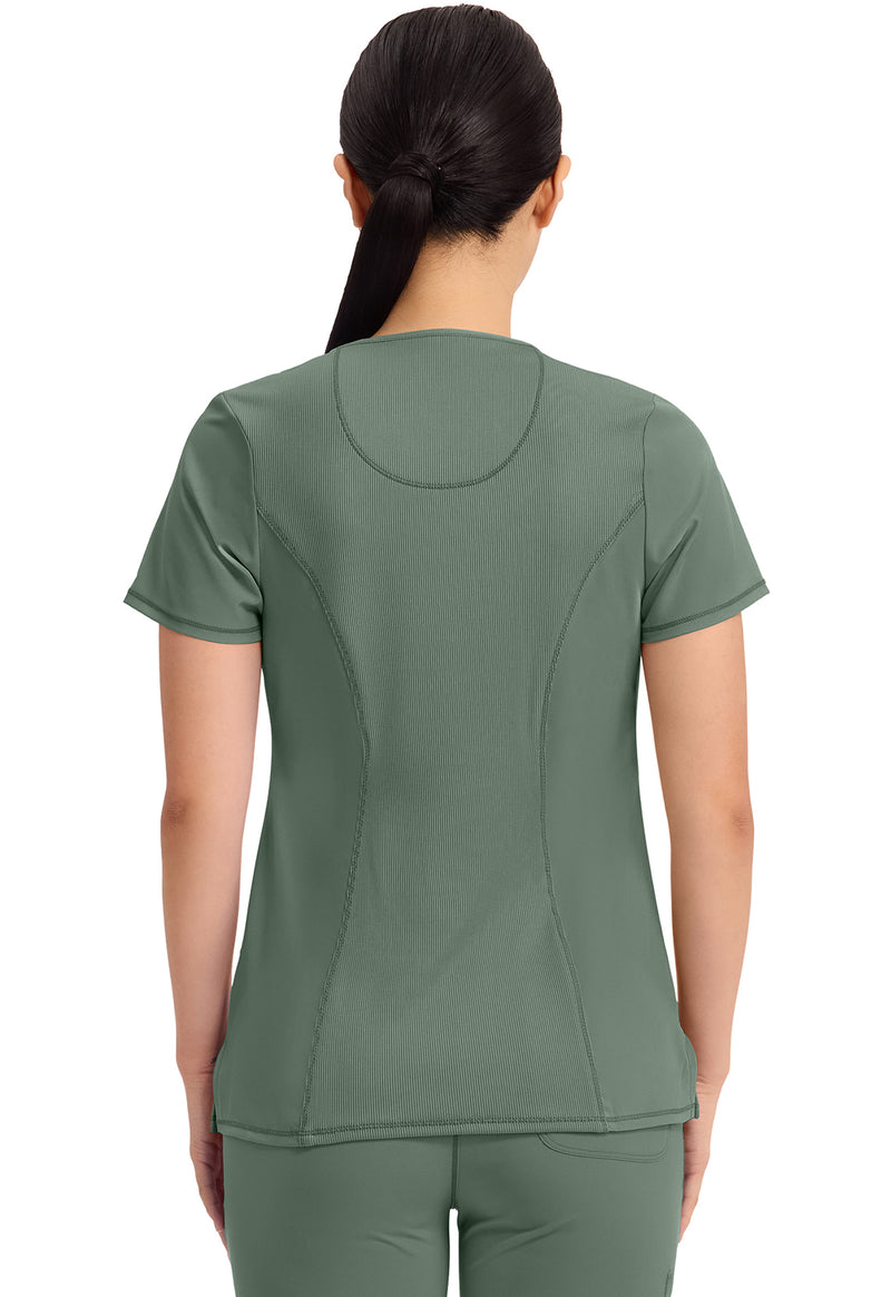 Olive - Cherokee IN Infinity Women Scrub Top - Back View
